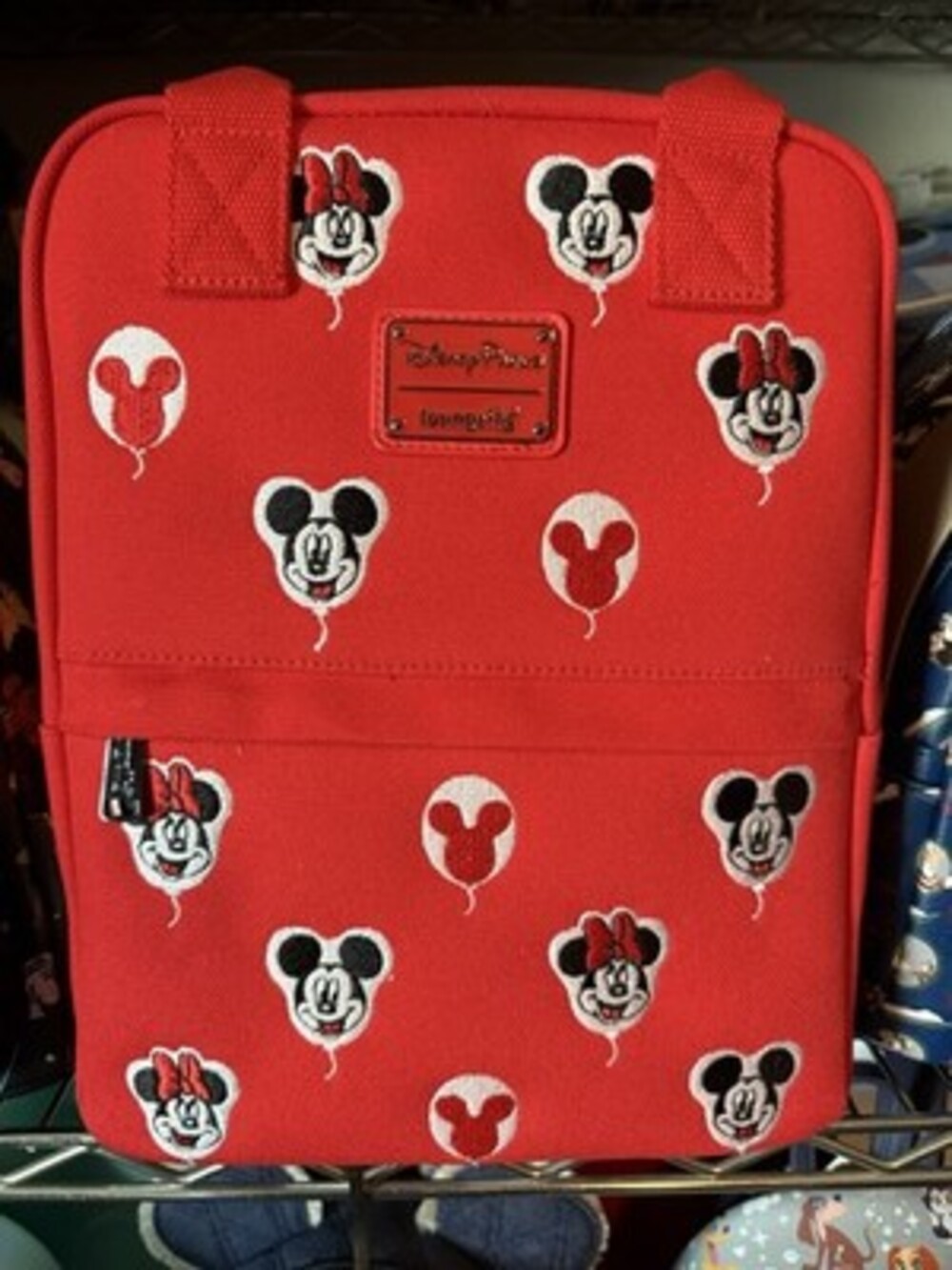 Disney Parks Mickey and Minnie Balloons Red Canvas Loungefly Backpack NWT 🎈